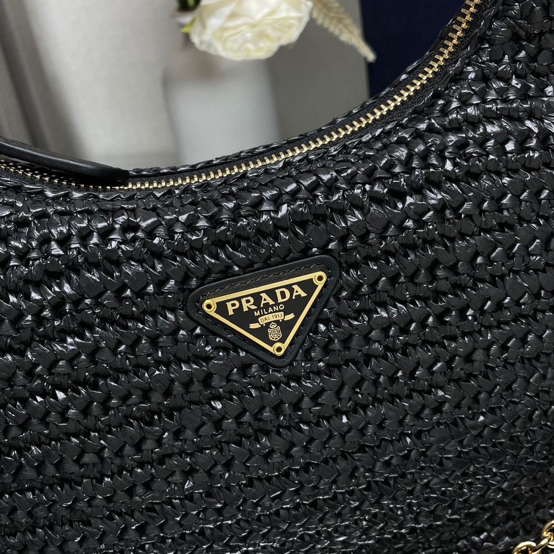 Prada Re Edition 2005 Crochet Shoulder Bag Black 1BH204